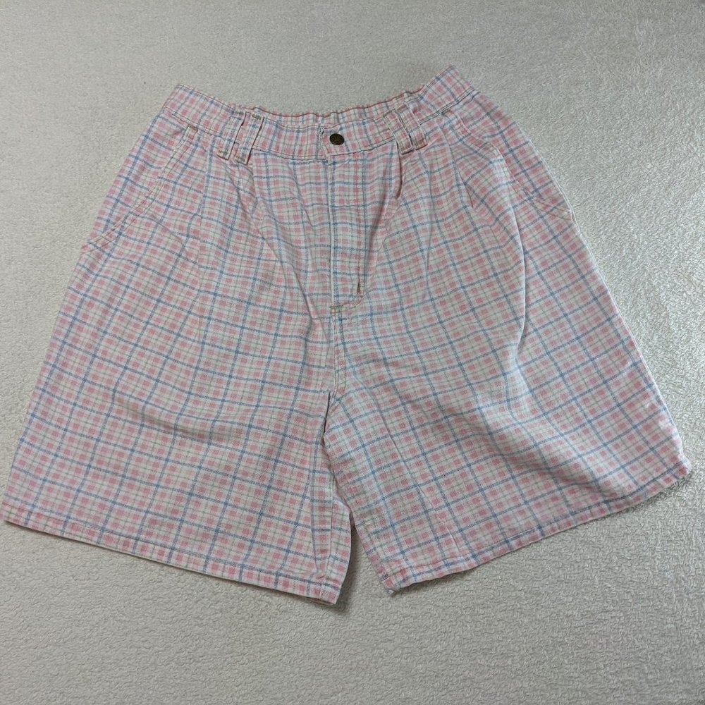 Vintage Vivaldi Jeanswear Denim Plaid High Waist Shorts - size 10